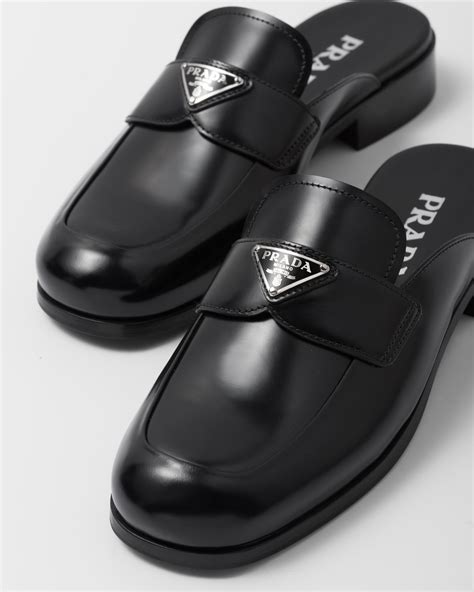 prada patent leather loafer mules|Prada leather loafers.